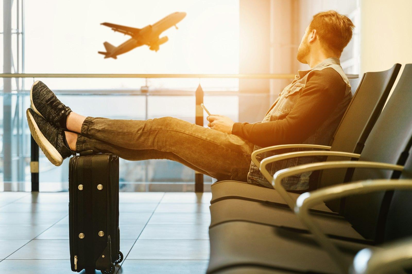 Passengers waiting for a flight at the terminal