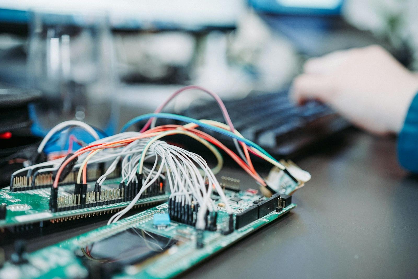 Circuit board with cables inside network equipment